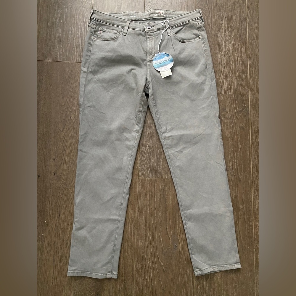 NWT AG Adriano Goldschmied Prima Crop Cofarette Crop Gray Sateen Jeans, Size 32